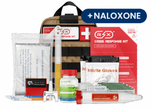 Crisis Response Kit with naloxone, supplies, and black carrying case