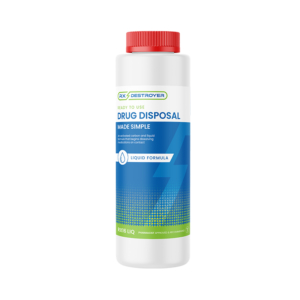 Rx Destroyer liquid formula bottle with red cap