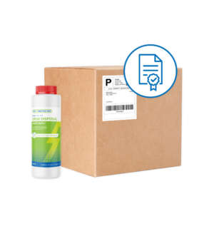 Rx Destroyer all-purpose drug disposal liquid in green and blue bottle
