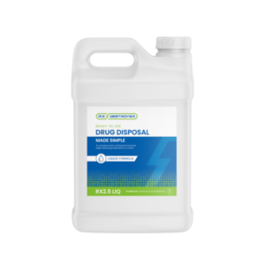 Rx Destroyer drug disposal liquid products in various sizes and formulations.