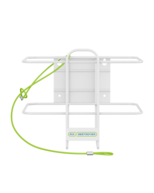 Rx Destroyer 2.5-gallon wall mount bracket with green security cable for installation