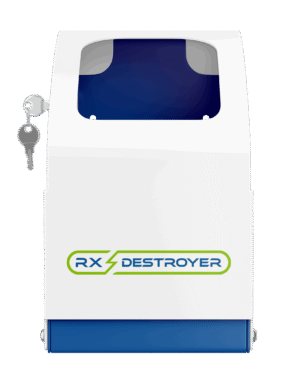 Rx Destroyer 1 Gallon Bottle Lock Box for secure medication storage with key lock.