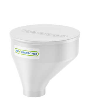 Rx Destroyer 32-ounce funnel with white dome and lid