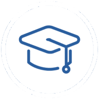 Graduation cap icon in circle representing education