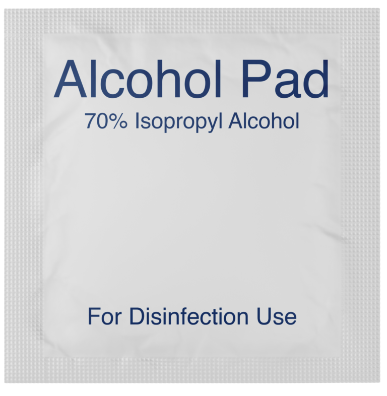 70% Isopropyl Alcohol Pad packet labeled For Disinfection Use