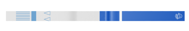 Blue safety wristband instructional material for drug disposal kits.