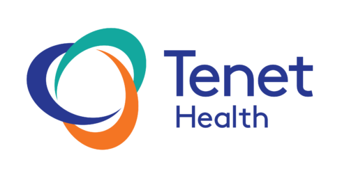 Tenet Health logo with overlapping circles in navy, teal, and orange