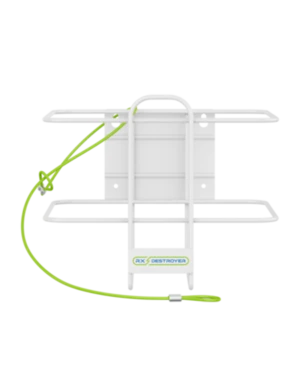 Rx Destroyer 2.5-gallon wall mount bracket with green security cable for installation