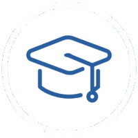 Graduation cap icon in circle representing education