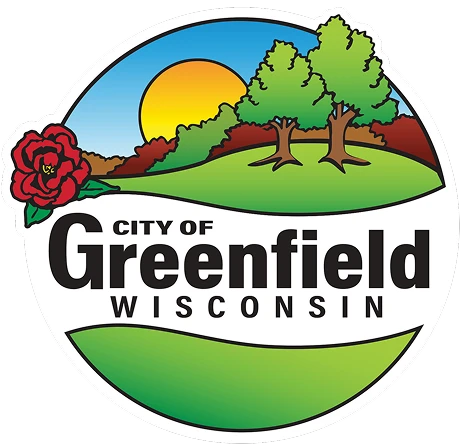 City of Greenfield Wisconsin logo with landscape and trees graphic