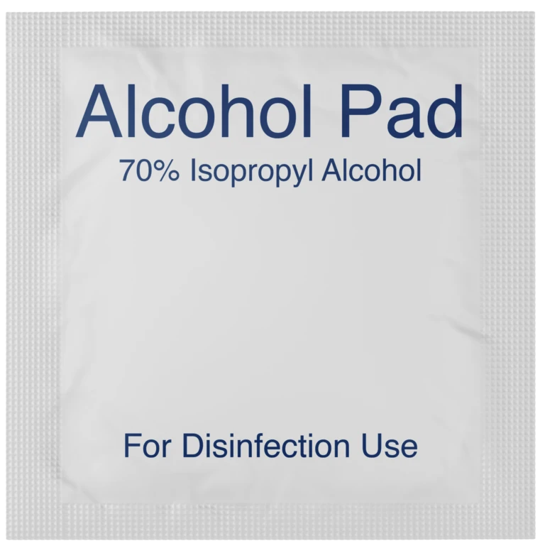 70% Isopropyl Alcohol Pad packet labeled For Disinfection Use