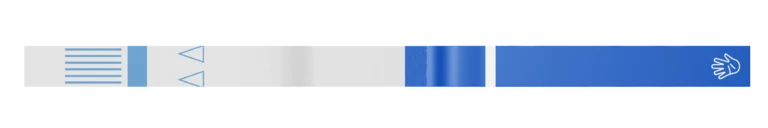 Blue safety wristband instructional material for drug disposal kits.