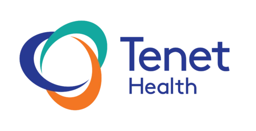 Tenet Health logo with overlapping circles in navy, teal, and orange